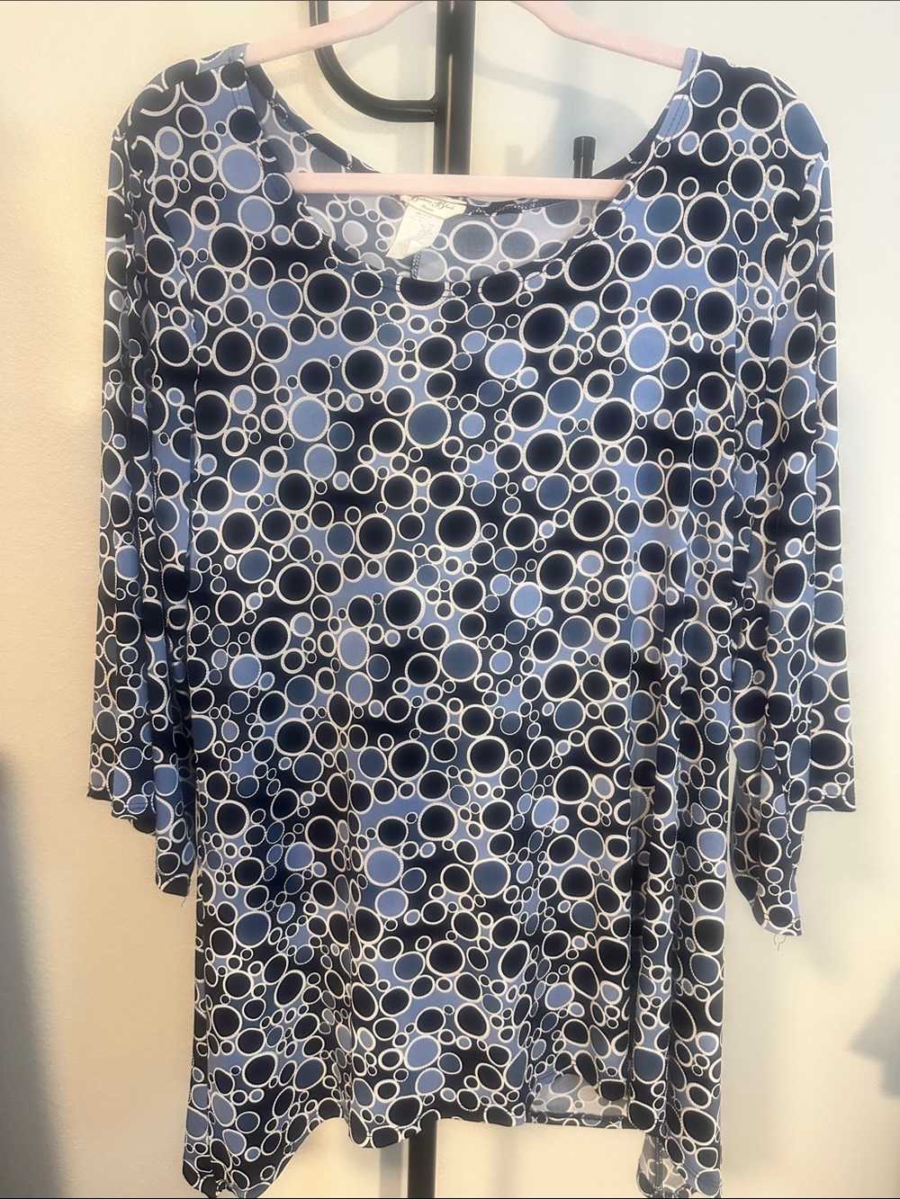 Brittany Black Navy and Light Blue Bubble Print Tunic